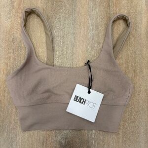 Beach Riot Ribbed Sports Bra Taupe XS NWT